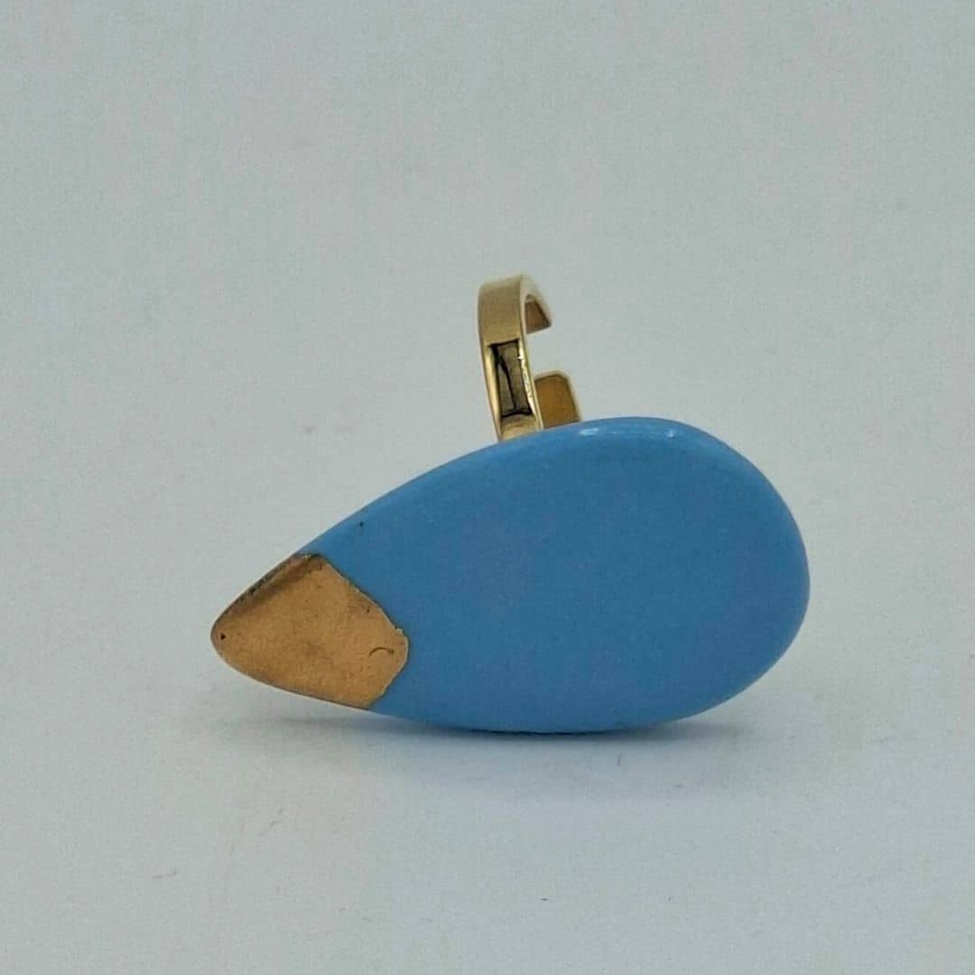 Anillo en porcelana turquesa y oro "Colección lágrima"