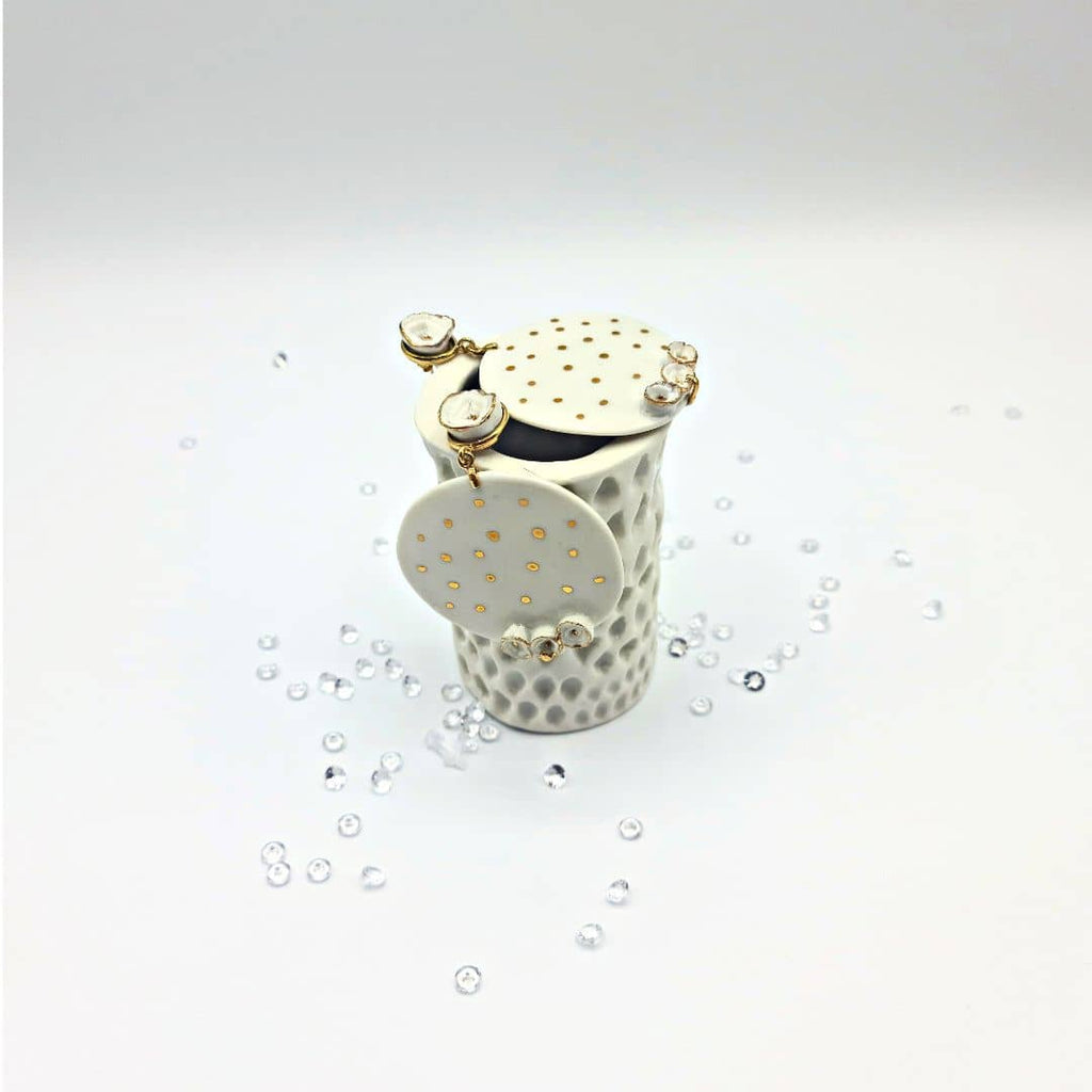 Pendientes Maxi "Colección Las Rosas" blanca y oro