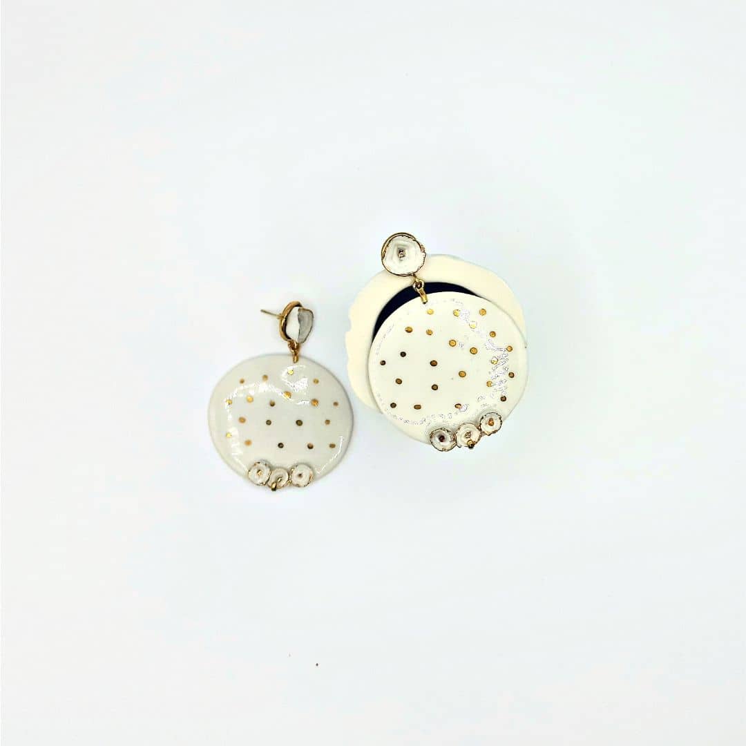 Pendientes Maxi "Colección Las Rosas" blanca y oro