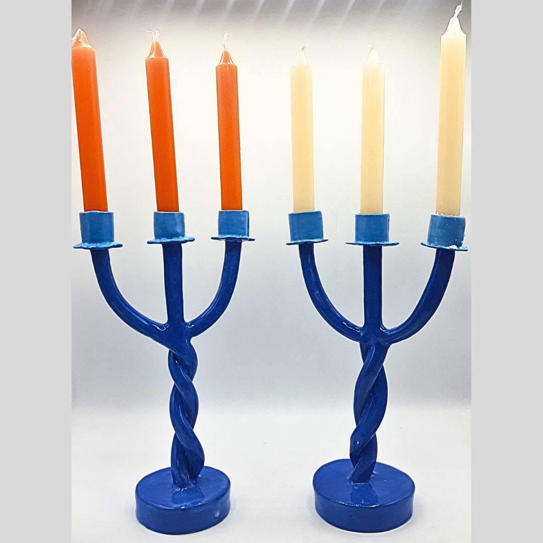Candelabro Azul ( 3 velas)