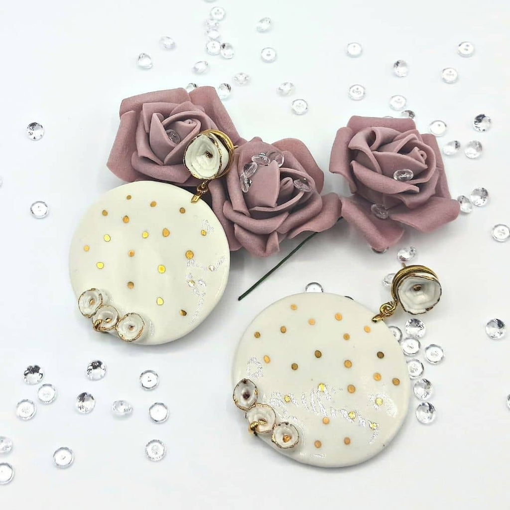 Pendientes Maxi "Colección Las Rosas" blanca y oro