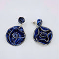 Pendientes de porcelana Azul y plata "Colección Clavel"