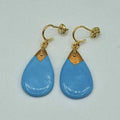 Pendientes de porcelana azul turquesa y oro "Colección lágrima"