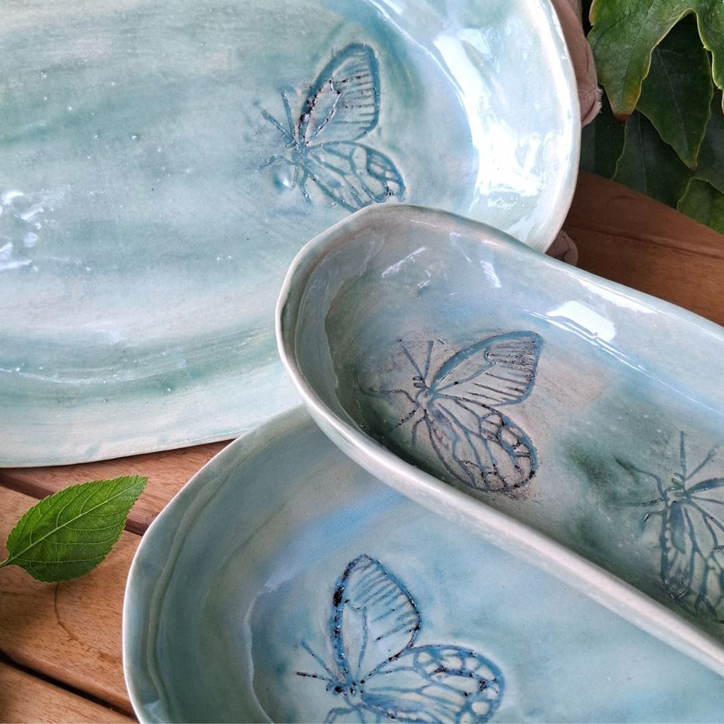 Fuente grande "Colección mariposa verde"