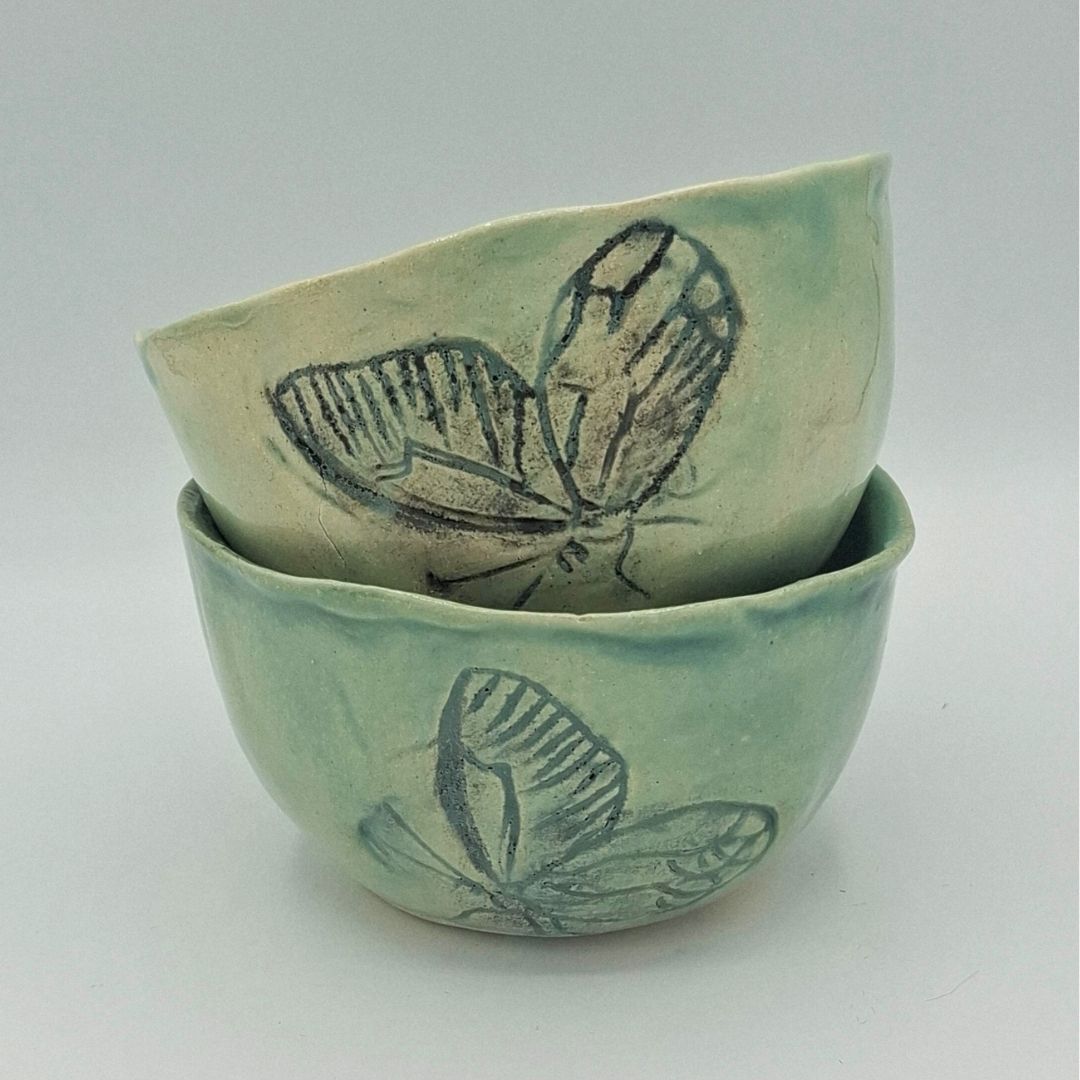 Cuencos "Colección mariposa verde"